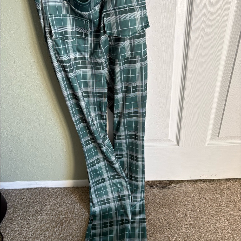 HALARA Green Plaid Boot Cut Pants